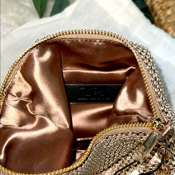 Zara Gold Clutch Chic Shoulder Bag - Picture 3 of 4